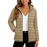 TACVASEN Women's Lightweight Puffer Jacket with Hood Pockets Quilted Padded Full-zip Water-Resistant Winter Coat