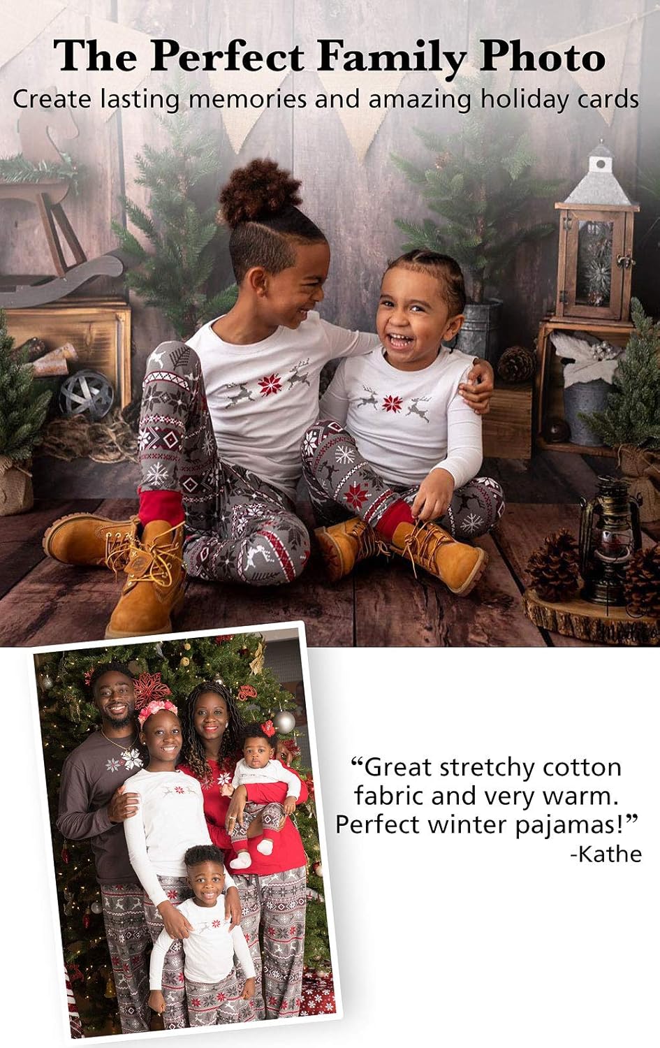 PajamaGram Family Christmas Pajamas Set - Soft Cotton Family Pajamas, Gray: Clothing