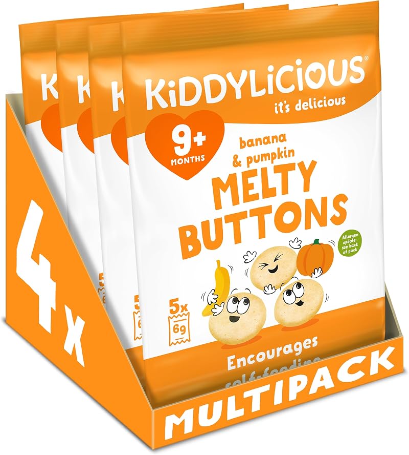 Kiddylicious Banana & Pumpkin Melty Buttons 4x5 Snack Packs 20