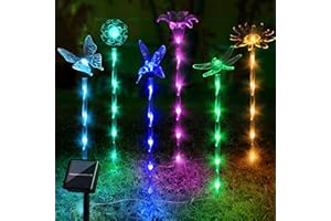 LIVEASILY Set of 6 Arcylic Solar Lights for Outside, Garden Decorations Powered Pathway Outdoor Waterproof Ornaments Yard, Patio Plant Pot, Flower Bed, Home Decoration (8 Modes)