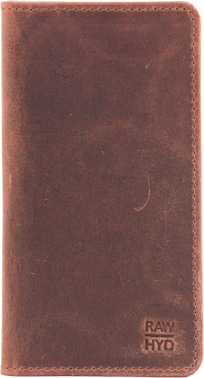 RAWHYD Full Grain Leather Long Bifold Wallet, Hunter Brown, 17.1cm tall, 8.9cm wide, .6cm thick - Image 4