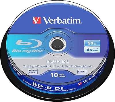 Verbatim BD-R 6x Printable Single Layer Blu-ray Discs 10 Pack Spindle Scratch
