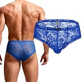 ZONBAILON Men's Lace Bikini Briefs Sheer Breathable Underwear Pouch | Male Floral Lace Low Rise Sexy Panties, 3D Pouch Support, Soft Stretch Fabric for All-day Wear. Perfect Romantic Gift Box.