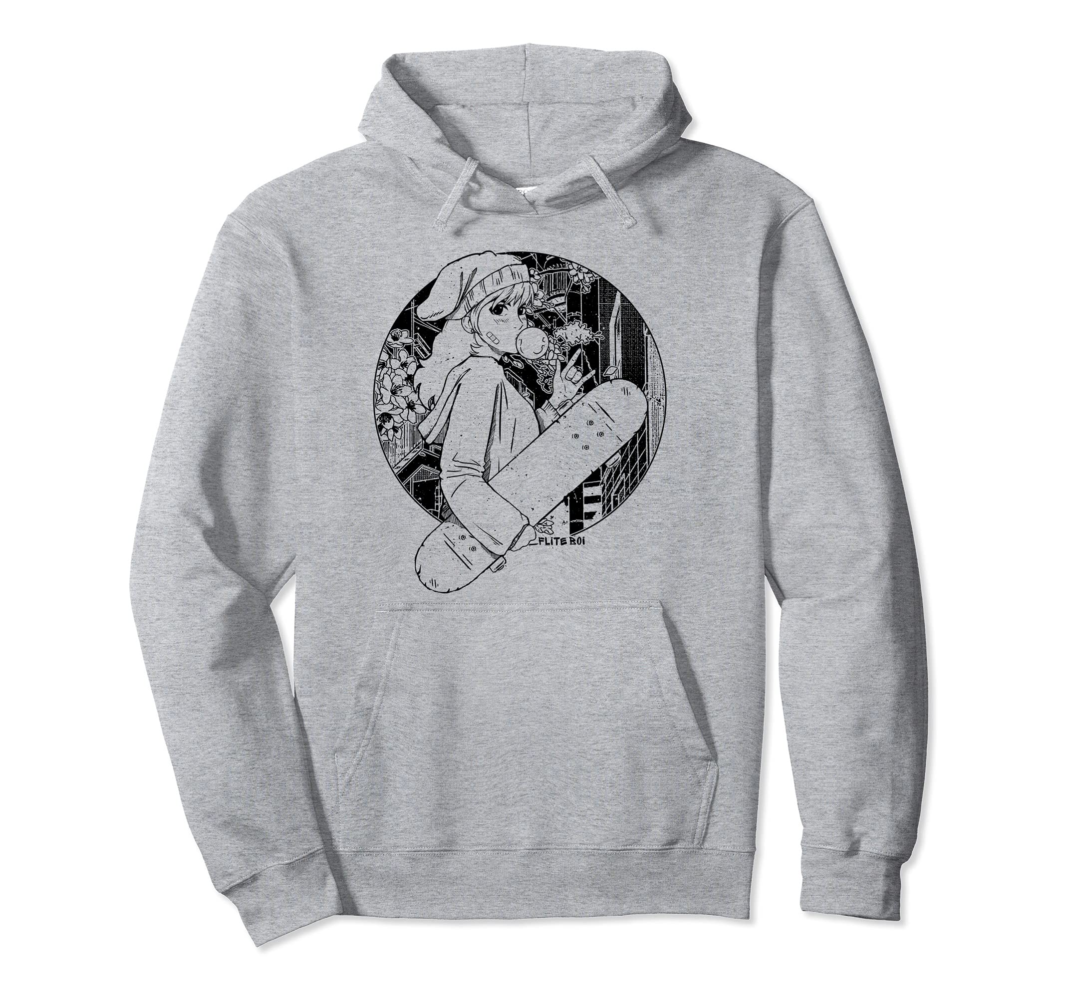 Flite Boi - Skateboards - Anime Skateboard Girl Graphic Pullover Hoodie