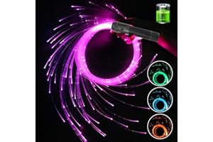 AMKI 6ft Rechargeable LED Fiber Optic Whip, 360 Swivel 36 Mode Effects Super Bright Light Up Dance Rave Toy Great for Raves Parties, Light Shows, EDM Pixel Whip Flow Lace Dance Festival