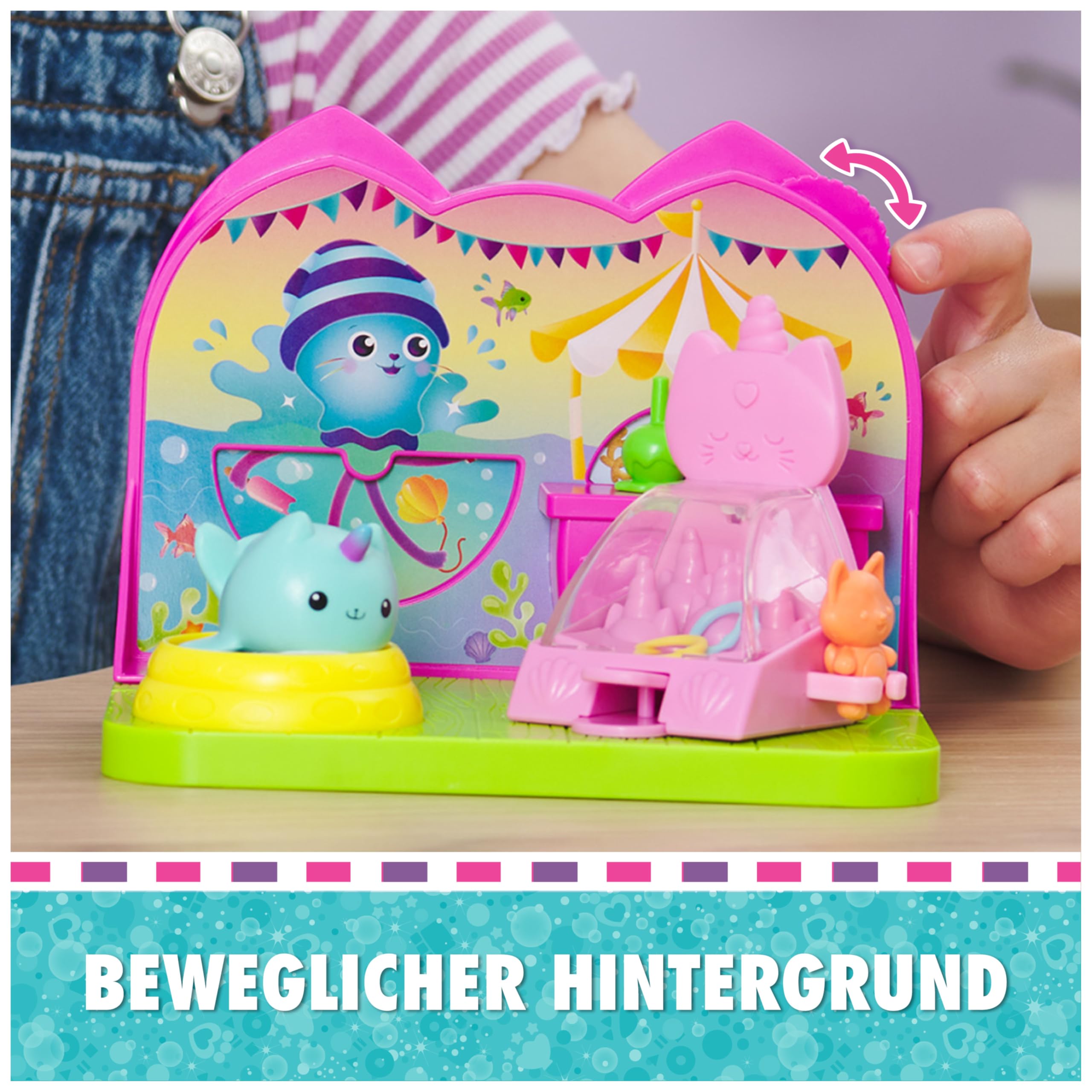 DREAMWORKS GABBY'S DOLLHOUSE - Deluxe Room Spielset,Fest-Raum mit Kätzchen Narwal (engl. Kitty Narwhale), Möbelstücken und thematischem Zubehör, ab 3 Jahren 4