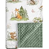Civarua Kids Baby Blanket for Boys Girls, Super Soft Double Layer Minky Dot Blanket with Woodland Animals, 30x40 Inch Lightweight Dotted Backing for Infant Toddler Nursery Crib, Sensory Security Throw