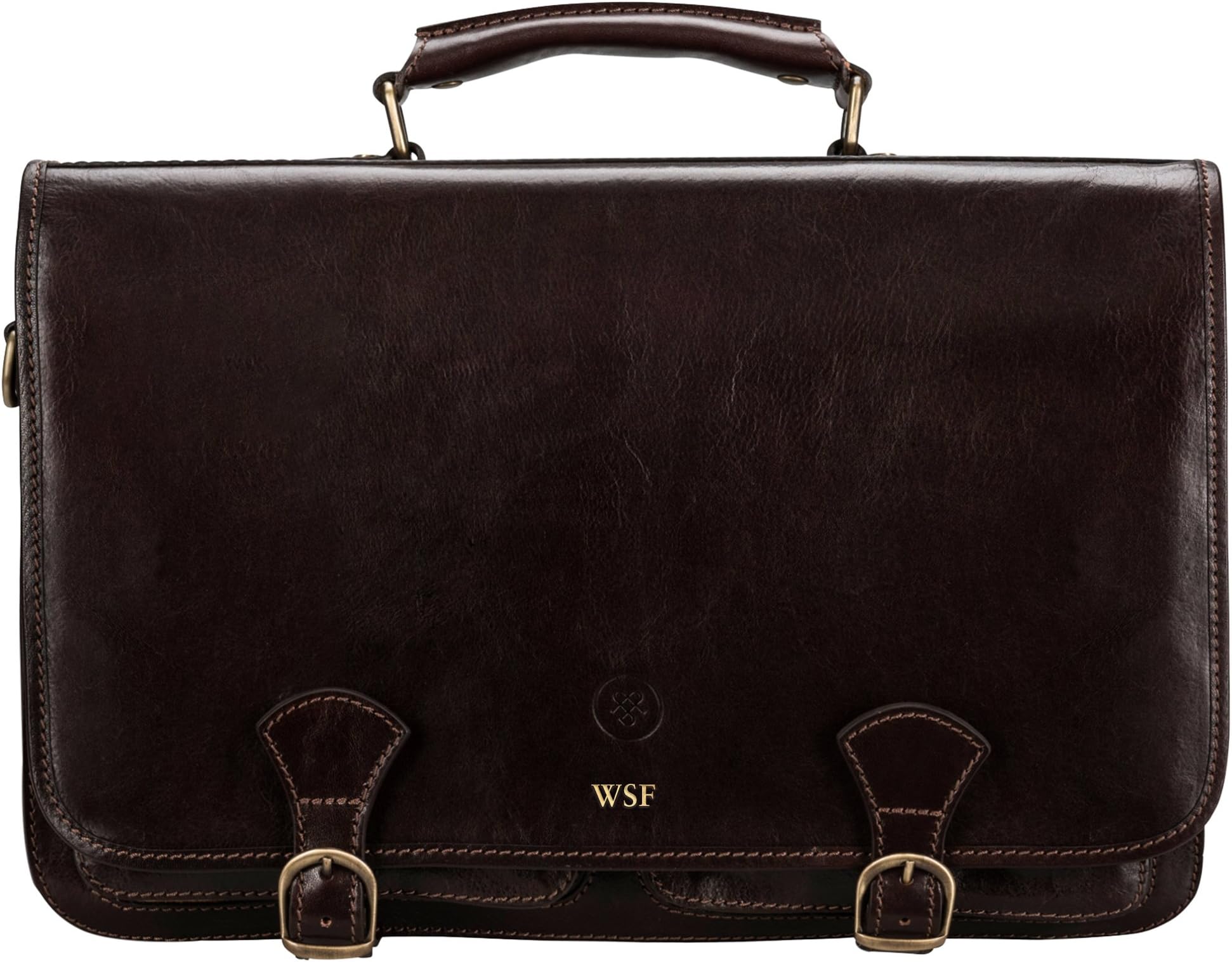 Maxwell Scott Men's Italian Leather Shoulder Satchel - Jesolo3 Black
