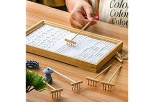 BANGBANGDA Zen Garden Mini Bamboon Rake - 6PCS Tabletop Rock Sand Garden Tools Accessories Small Sandbox Kits Japanese Zen Gift for Birthday