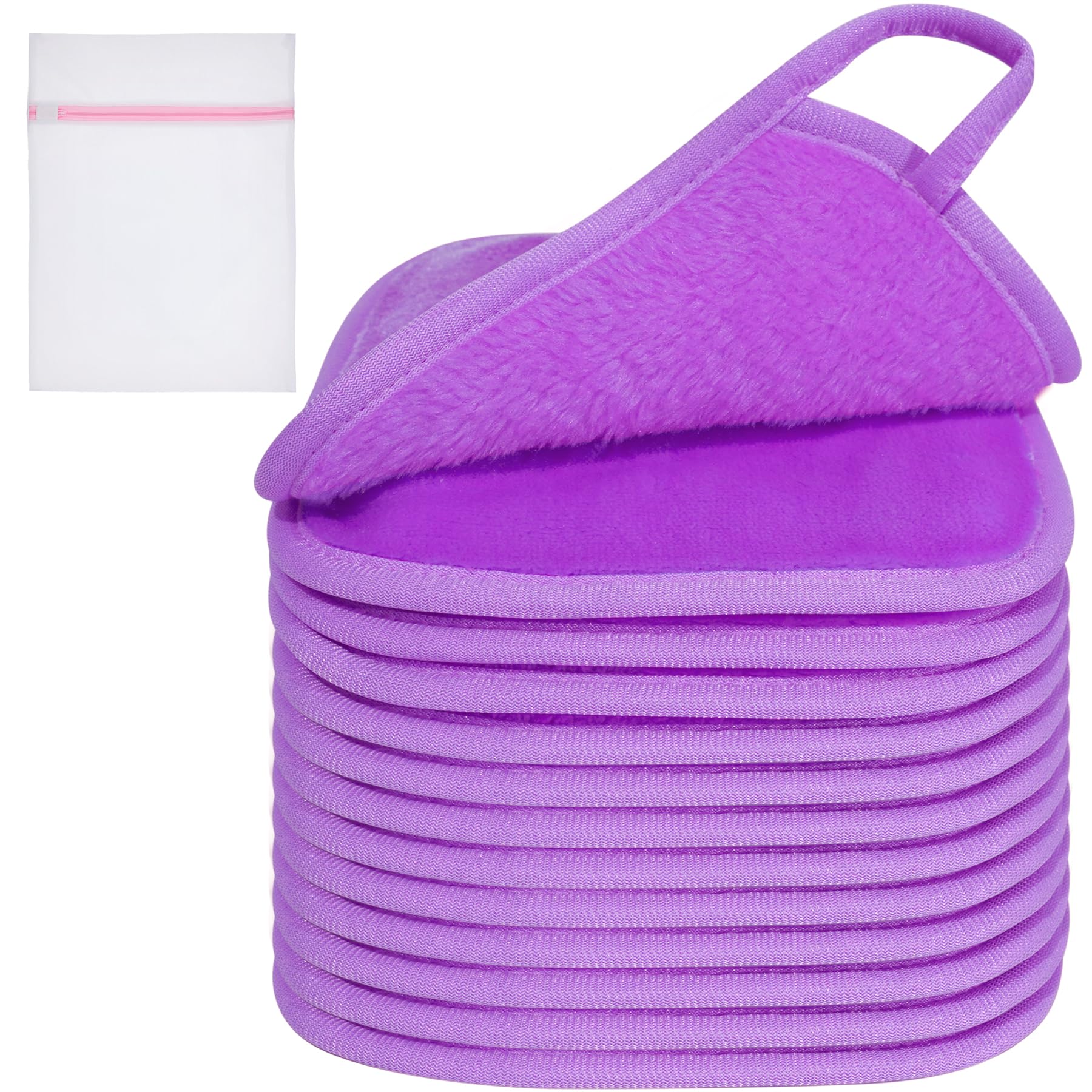 Photo 1 of KODAMO Makeup Remover Cloth, Reusable Makeup Remover Pads Washable Travel Bag, Microfiber Makeup Removal Face Wash Cloths with Just Water, 12 Pack/Violet