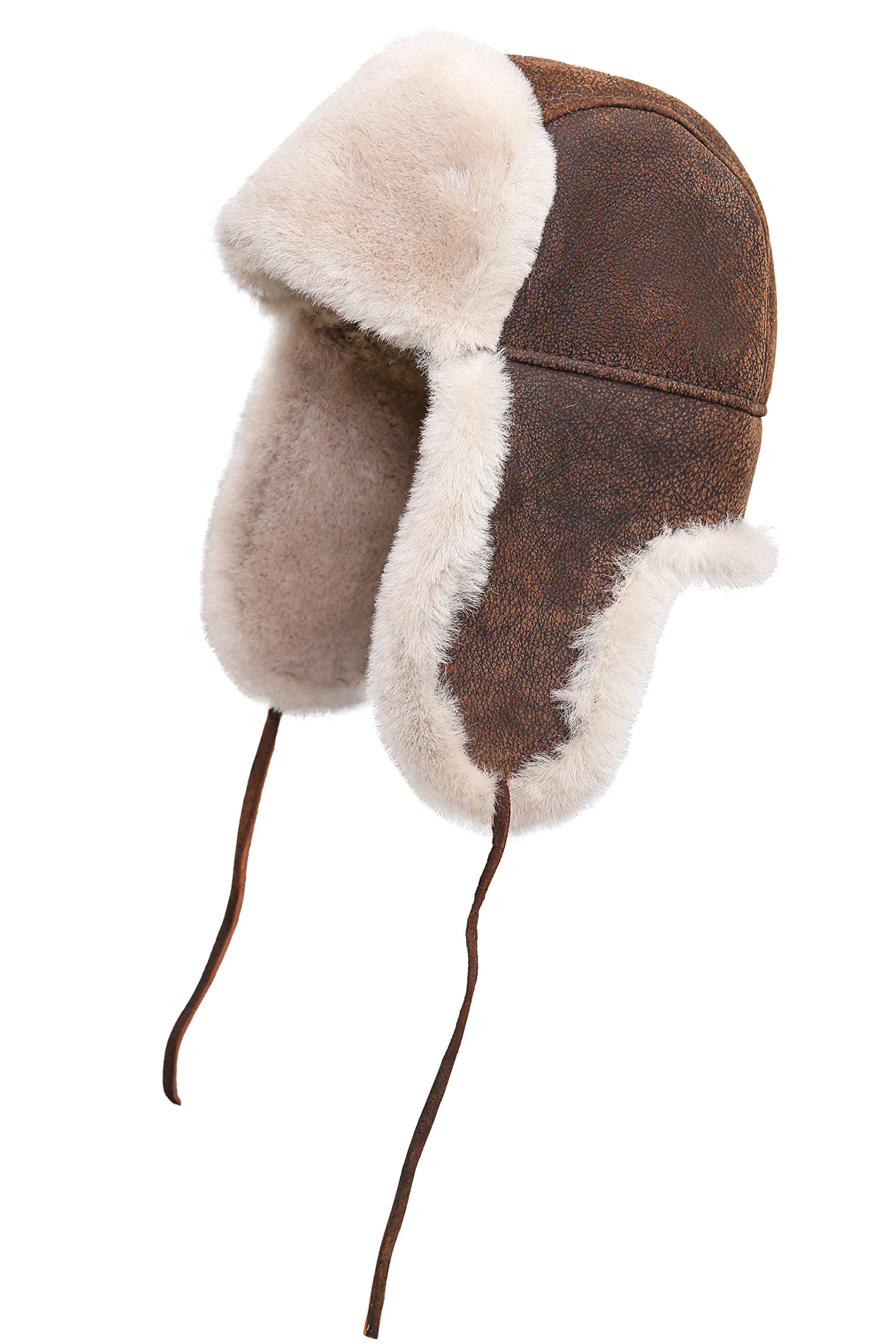 Zavelioshearling Sheepskin Leather Aviator Russian Ushanka Trapper