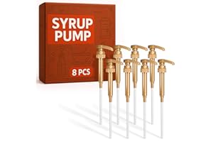ALPENKOK 8 PCs Coffee Syrup Pumps - 9.25" Closed/11.54" Open Coffee Syrup Dispenser Pump - Fits Many 25.4 oz Bottles, Precise Dispensing, Lockable Mechanism, Easy to Use & Clean | Works with Liquids & Pastes