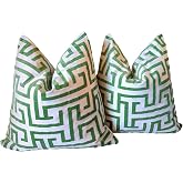 Flowershave357 Front ONLY Ming Trail tribaut Pillows Greek Key Pillows Chinoiserie Decor Designer Fabric