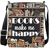 MBMSO Book Gifts for Book Lovers Crossbody Bag Themed Purse for Literary Lover Bookshelf Gift