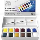 Winsor & Newton Cotman Sketchers Pocket Set 12 Half Pan + Travel Brush view 1