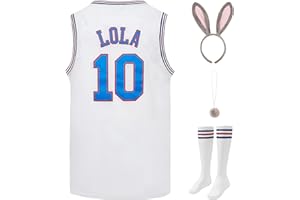 Mens Basketball Jersey #1 Bugs #10 Lola Space Movie Jersey Sets Hip Hop Sports Shirt for Halloween Party