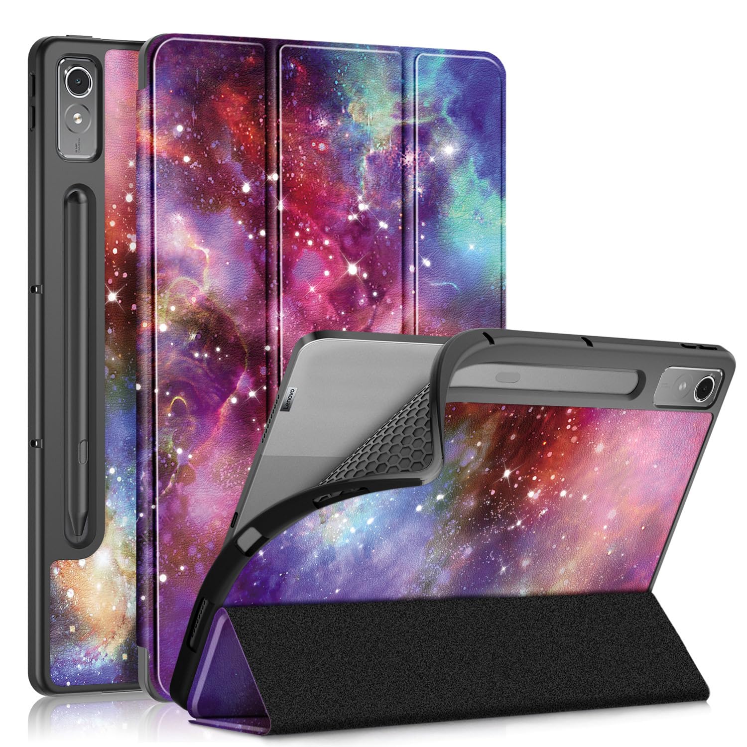 QINOUK Case for Lenovo Tab P12, [Stand Feature] Ultra Thin Smart Cover with Auto Sleep Wake, PU and PC Anti-scratch Protective Case, for Lenovo Tab P12 12.7-Colorful
