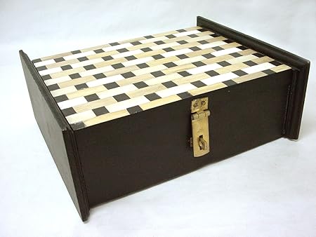 CAJA MADERA HUESO BLANCO NEGRO GRANDE: Amazon.es: Hogar