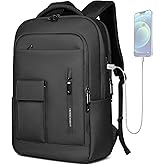 HEROIC KNIGHT Laptop Backpack for Men, 16 Inch Travel Business Backpack with USB Charging Port, Anti Theft Commuter Work backpack, Water Resistant Computer Bag Bookbag for College Weekender, Black