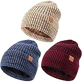 MSDC 3 Pack Winter Hats for Men, Warm Fleece Lined Beanie for Men Women, Fashionable Knit Hat Skull Cap for Cold Weather