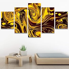 SIGNWIN 5 Panel Canvas Wall Art Abstract Closeup...