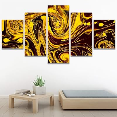 SIGNWIN 5 Panel Canvas Wall Art Abstract Closeup...