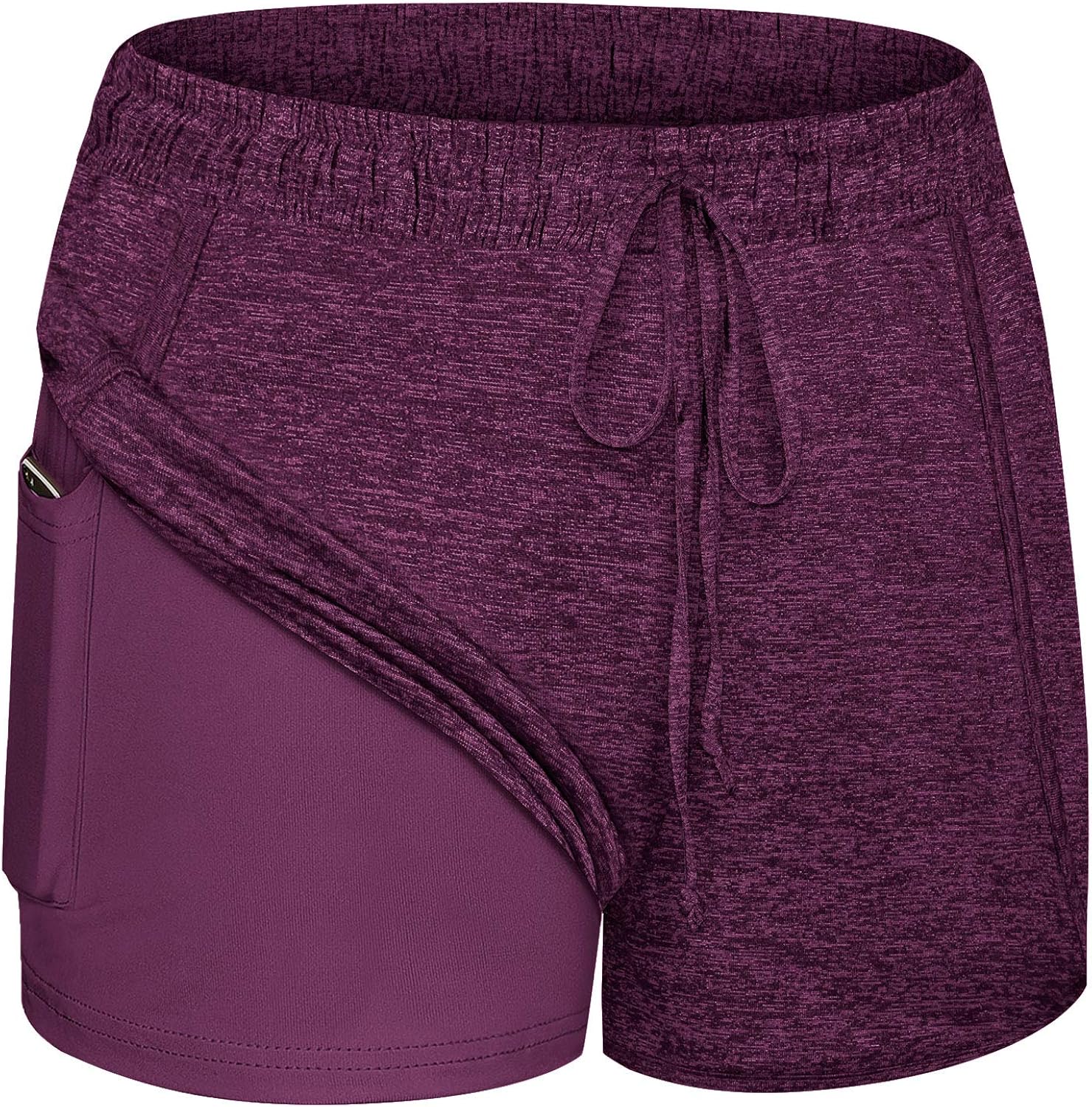 Blevonh Women Yoga Running Shorts 2 in 1 Workout Athletic Shorts with Pockets S-3XL: Clothing