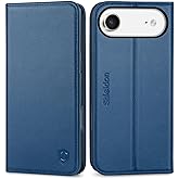 SHIELDON Case Wallet for iPhone Air 6.5-inch 2025 | Genuine Leather | Foldable Magnetic Cover | RFID Blocking Credit Card Holder | Kickstand | Shockproof Protective Case | Royal Blue