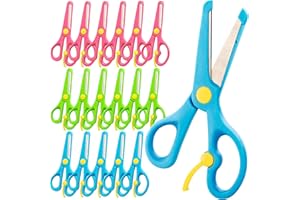 QIAONIUNIU Kids Scissors, preschool 5 Inch Blunt Tip Anti-Pinch Shears, Left and Right Handed Children’ Artwork Cutter Scissors, Kindergarten Daycare Gift for Craft Goodie Bags, Pack 18