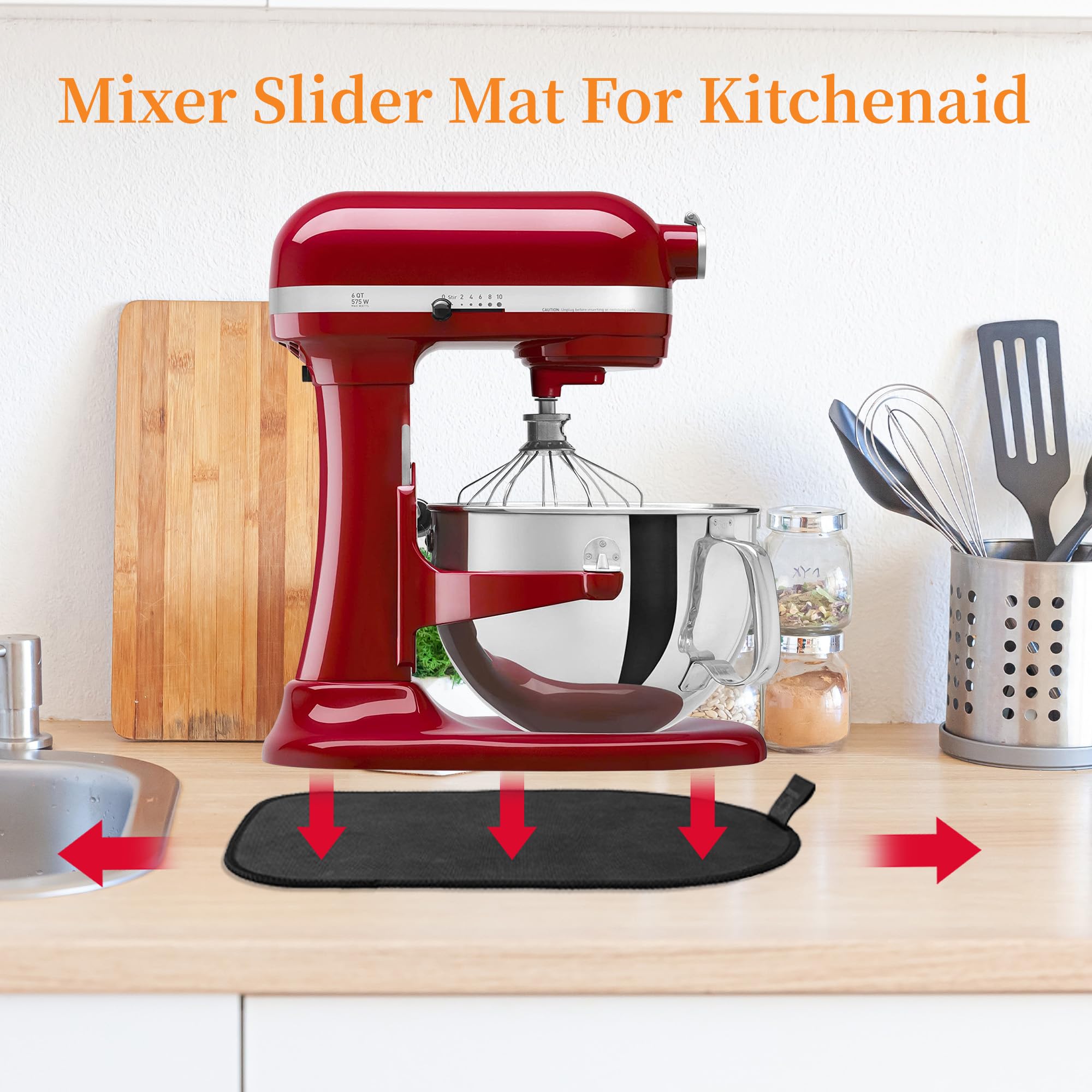 Sliding Mat for Kitchenaid Mixer, Mixer Mover Slider Mat Pad for Kitchenaid 4.5-5 Qt Tilt-Head Stand Mixer, Kitchen Appliance Slider Mat with 1 Kitchen Accessory, Kitchen Aid Mixer Accessories