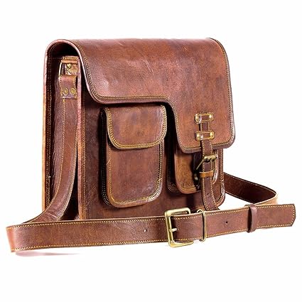 Goatter 15 x 11 Inch Leather Messenger Bag for Laptop (Brown)