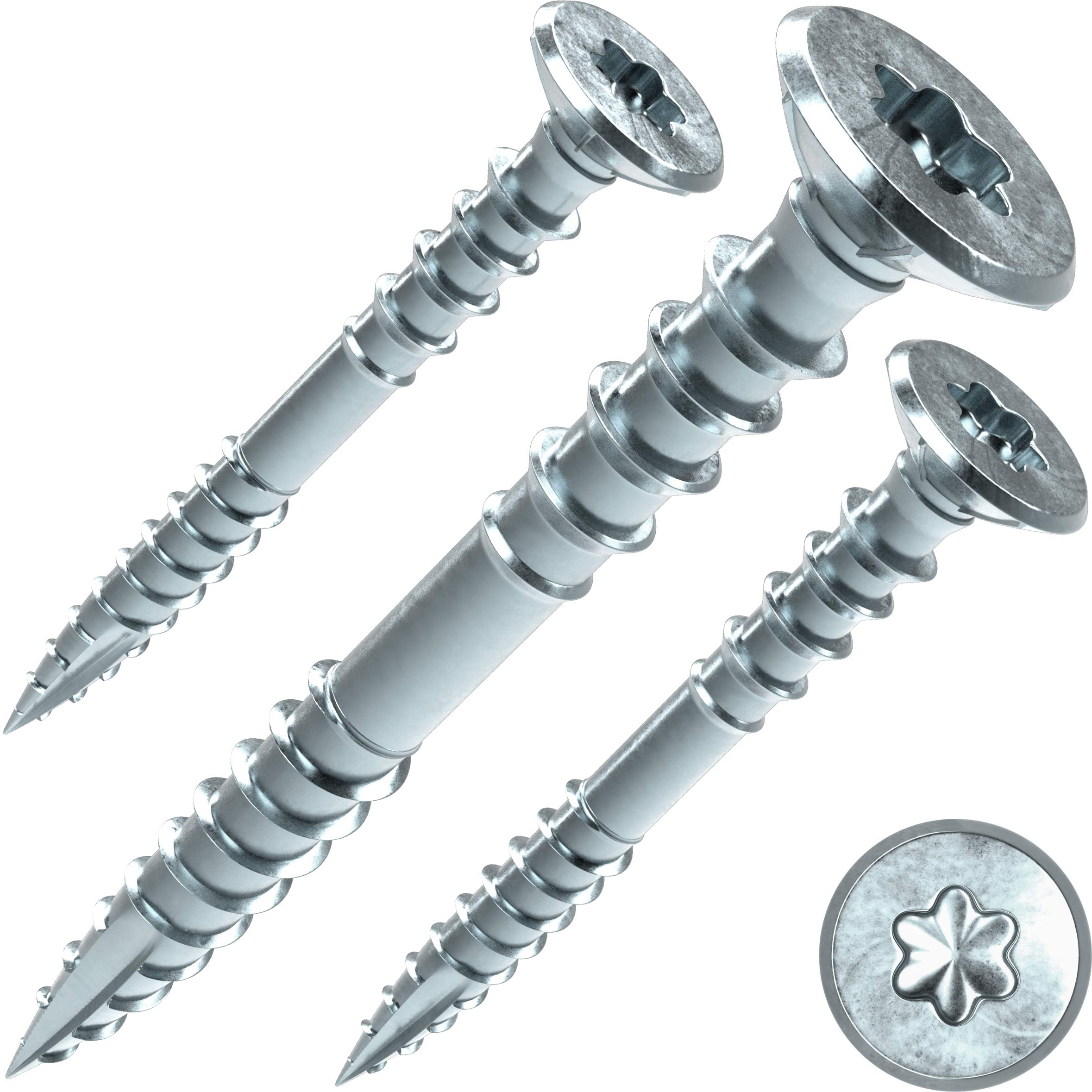 INNONEXXT® Premium Adjusting Screw | 6 x 80 mm T30 Blue Galvanised Steel | Milling Ribs, Cut Tip, Countersunk Head | Wood Universal Screws, Ring and Wood Thread | Made in Germany | Pack of 100