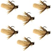 The Fly Fishing Place Tungsten Bead Tan Mop Fly Tactical Jig Czech Euro Nymph Barbless Nymphing Fly - 6 Flies Size 14