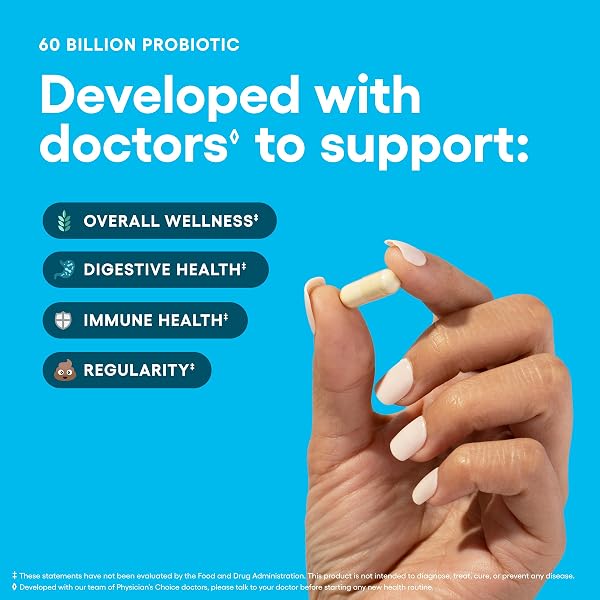 PHYSICIAN’S CHOICE PROBIOTICS 60 BILLION CFU – 10 STRAINS + ORGANIC PREBIOTICS – IMMUNE, DIGESTIVE & GUT HEALTH – SUPPORTS OCCASIONAL CONSTIPATION, DIARRHEA, GAS & BLOATING – FOR WOMEN & MEN – 30CT