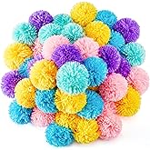 Gemscream 50 Pcs 3 Inch Pastel Color Yarn Pom Poms for Crafts Large Fuzzy Pompoms Big Pom Balls for DIY Hats Holiday Party Hanging Ornaments Home Decor