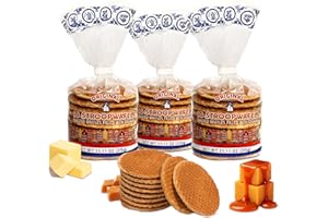 Le Chic Patissier 30 Caramel & Vanilla Stroopwafels Soft Toasted Pack of 3 (11.11oz each) Original Dutch Caramel Waffle Recipe non-GMO perfect snack biscuit caramel