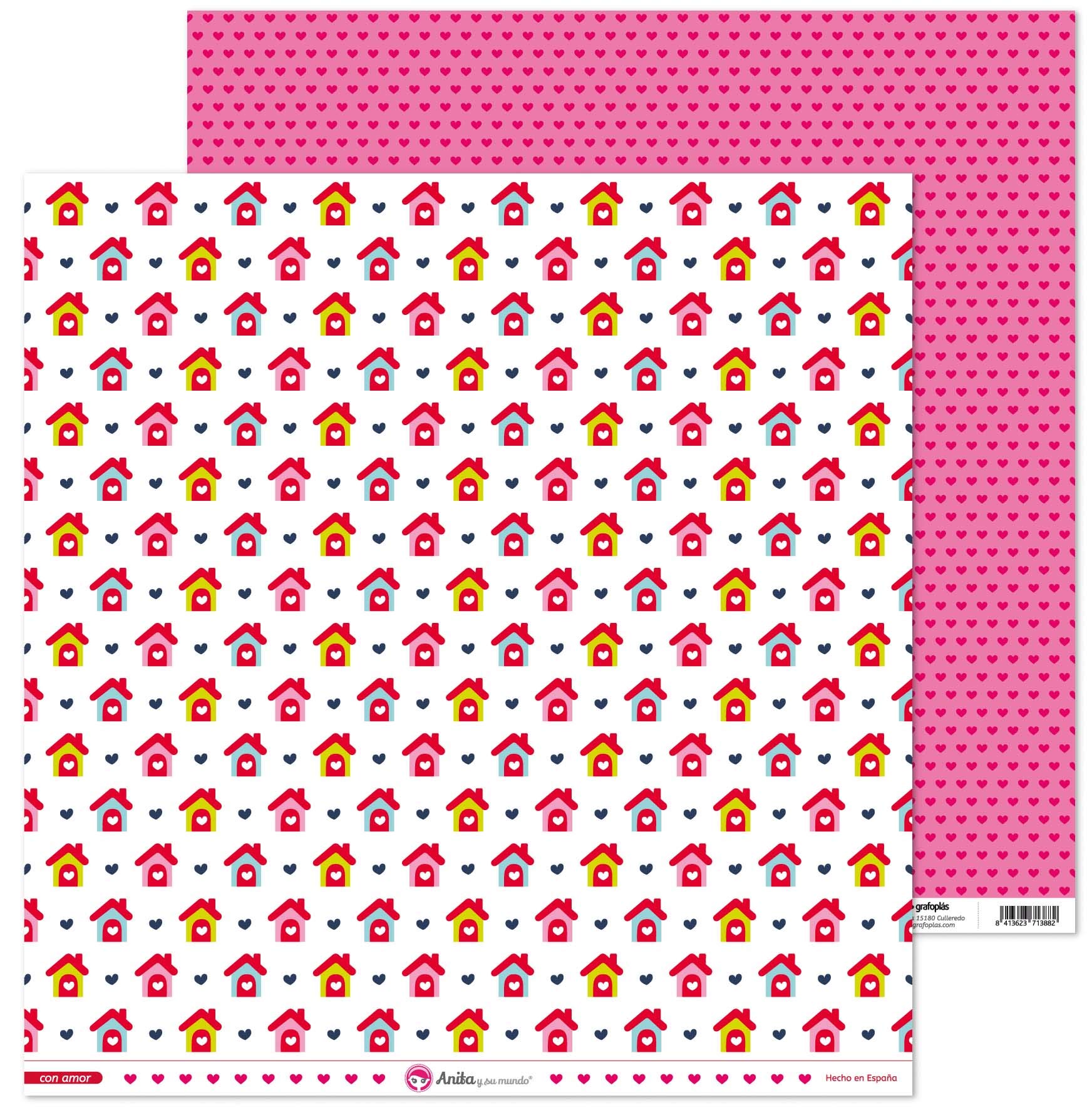 Anita and Su Mundo Collection with Love Scrapbooking Papers, Paper, Houses, 12" x 12"