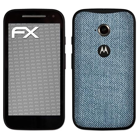 atFolix Skin kompatibel mit Motorola Moto E 2. Generation 2015, Designfolie Sticker (FX-Denim-Blue), Jeans-Stoff Optik