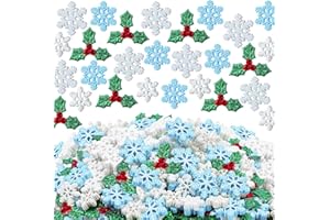 ZHBDMGK 160Pcs Tiny Resin Snowflake Decor, Mini Christmas Snowflake Holly Leaves for Craft, Snow Shaped Christmas Ornaments for Christmas Tree Home Decorations