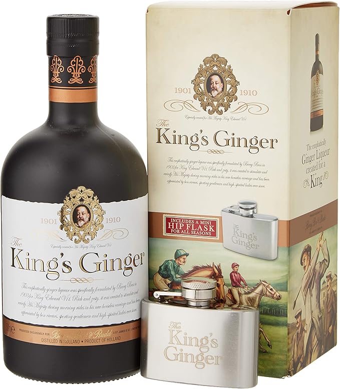 The Kings Ginger Liqueur & Hip Flask Gift Pack 50cl Amazon.co.uk Grocery