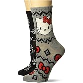 Hello Kitty Women's Holiday 2 Pack Mid Crew Socks