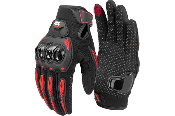 KEMIMOTO Motorcycle Gloves for Men, Touchscreen Riding Gloves with Shell, Anti-Slip Dirt Bike Gloves for Motorbike, Racing, C