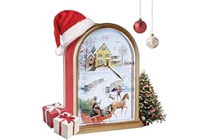 JUSTIME 12 Song of Carols of Christmas Sleigh Ride Table Clock Melody Clock Christmas Musical Clock Tabletop Clock Quartz Movement Home Room Decoration Musical Clock Red Marble