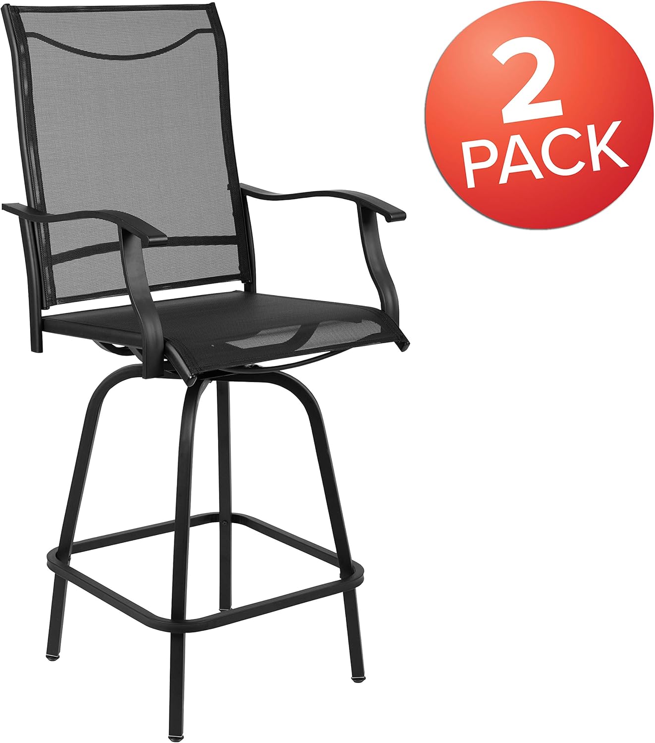 Flash Furniture 30" All-Weather Patio Swivel Outdoor Stools, Black, Set of 2: Garden & Outdoor