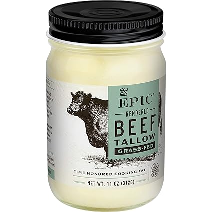 Epic Beef Tallow Grass Fed Keto Friendly Whole30 11oz Jar