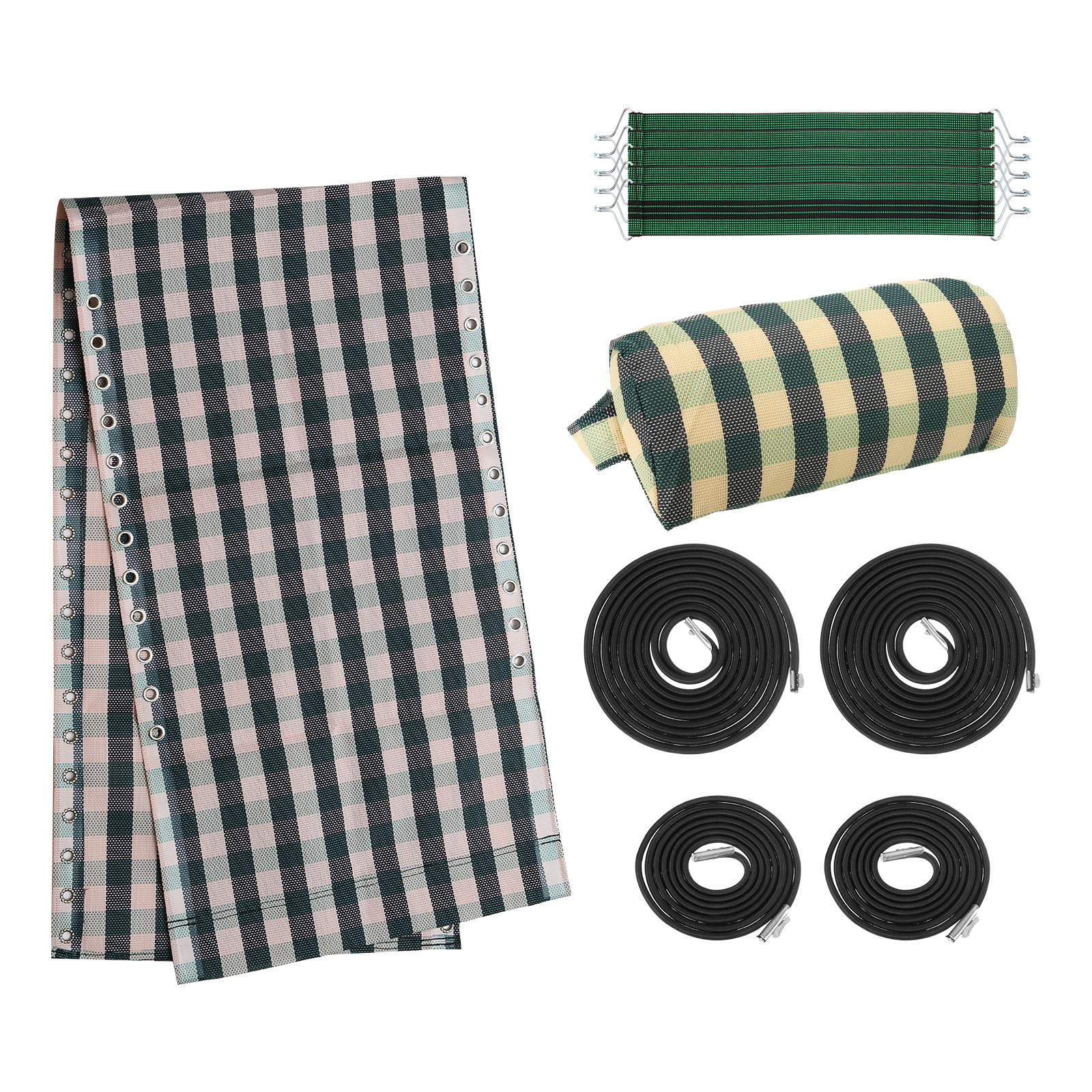 PATIKIL Gravity Chair Replacement Fabric, 63"x17" Anti-Gravity Chair Cloth Recliners Repair Tool with Bungee Cord Kit for Patio Pool Lawn Camping Outdoor, Green-grid
