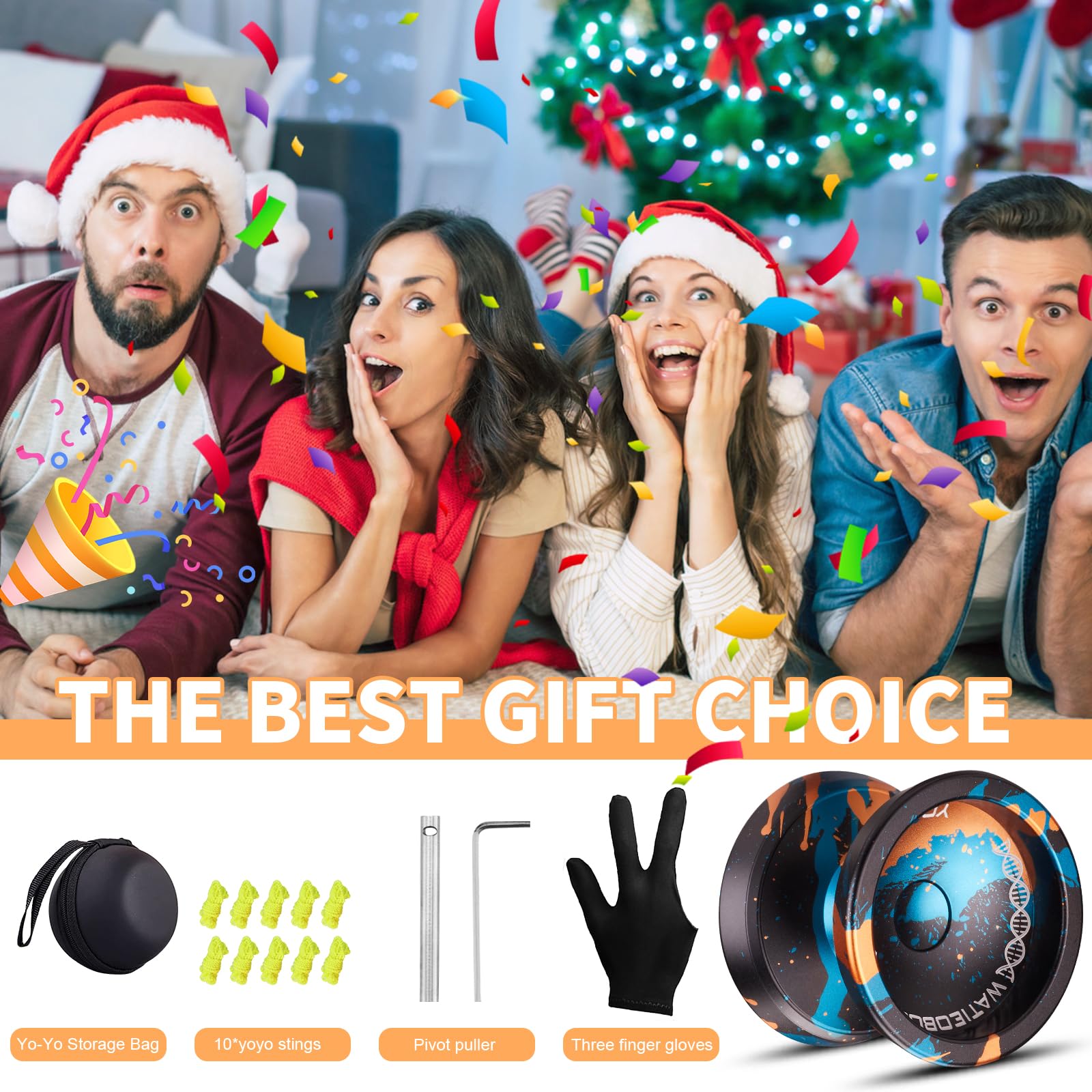 WATIEOBOO Professional Responsive Yoyo Bearing Beginner, Unresponsive Yoyo Bearing for Fingerspin Tricks - Black, Blue, Gold