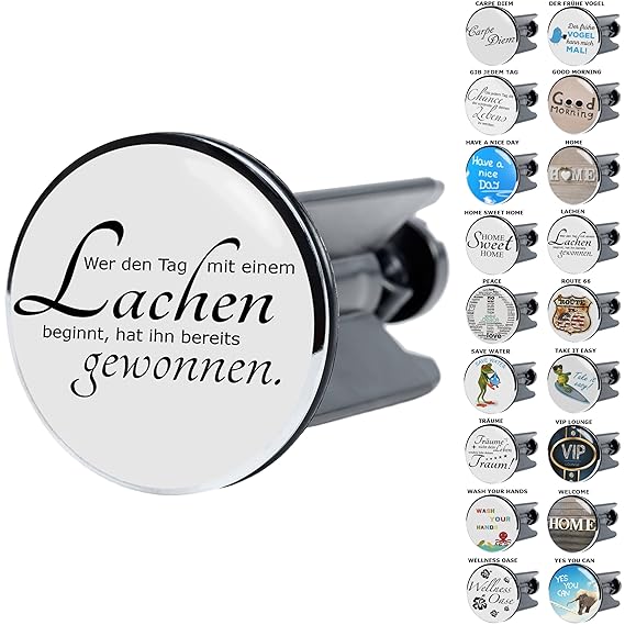 Sanilo Waschbeckenstöpsel mit Sprüchen | große Auswahl | passend für alle handelsüblichen Waschbecken (Lachen)
