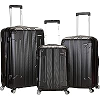 Rockland London Hardside Spinner Wheel Luggage, Black, 3-Piece Set (20/24/28)