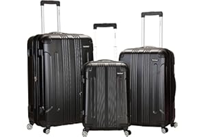 Rockland London Hardside Expandable Luggage with Spinner Wheels, Black, 28-24-20-Inch
